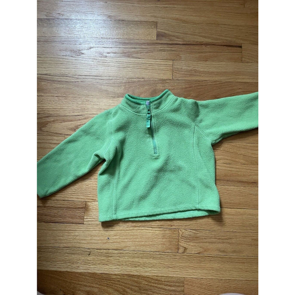 Vintage Y2K Lime Green Old Navy Kids Fleece Flared Pants 1/4 Zip Outfit 2T 24 Mo - Picture 2 of 12